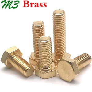 M3 - Bulloni a testa esagonale filettata completa in ottone 0,5 metriche viti esagonali esterne DIN 933 - Foto 1 di 12