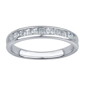 10K White Gold 0.50 Cttw 11-stone Princess Diamond Wedding Band Ring for Women - Picture 1 of 6