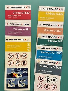 8 AIR FRANCE SAFETY CARDS SET