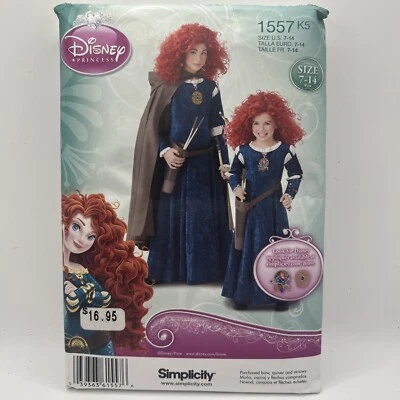 Simplicity Costumes 1557 Disney Princess Size 7-14 Dress Petticoat Cape Uncut - Image 1 of 2