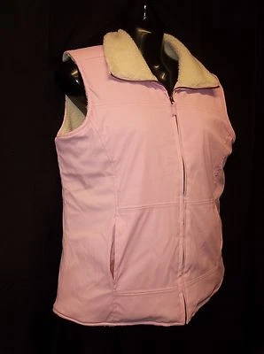 VANITY  Zip Front PINK Faux Sherpa VEST Women's LARGE Foto 1 de 4