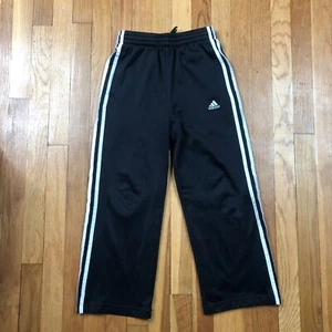 Adidas Pants Boys Small 20 x 21 Black Polyester Track Sweatpants Active Youth - Picture 1 of 8