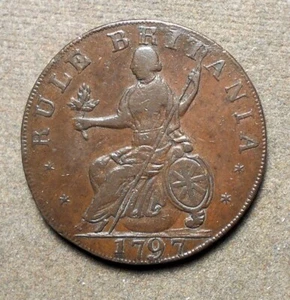 1793 Wales Halfpenny North Wales-13 Conder Token xf, copper, Rare - Picture 1 of 2