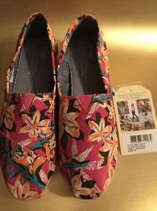 Toms Classics rosa Blumen Damen Slipper Canvas Freizeit Ballerinas - Bild 1 von 6