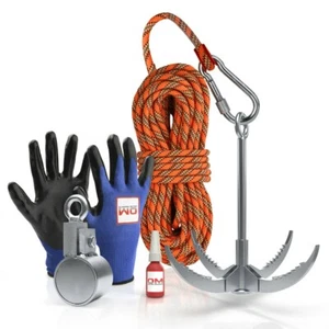 Beast™ Magnet Angeln Set Grappling Haken, Handschuhe, 20m Seil 1000kg, - Picture 1 of 6