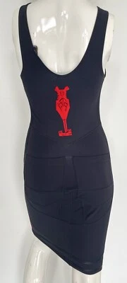 Raro Vestido Vintage Marithé Francois Girbaud Negro Rojo Bodycon Sin Mangas XS Foto 1 de 4