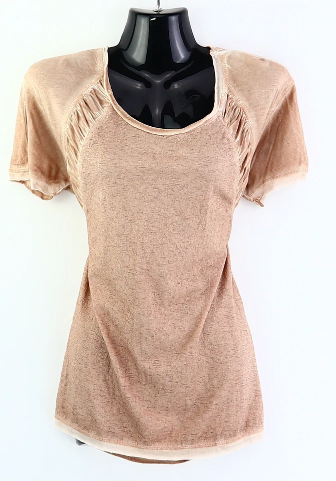 T-Shirt mit U-Ausschnitt Gr. 36 Beige Damen Kurzarmshirt Bluse RPW - Bild 1 von 1