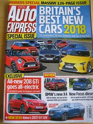 AUTO EXPRESS MAGAZINE AWARDS 2018 208 GTi ELECTRIC BMW NEW FOCUS DIESEL VOLVO - Image 1 of 3