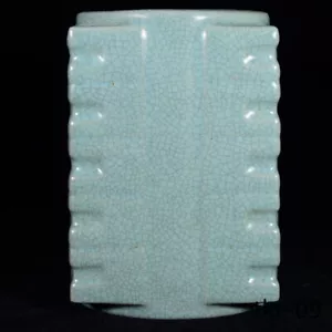 7.3" Historic Song dynasty Porcelain ru kiln cyan glaze Ice pattern square vase - Picture 1 of 9