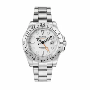 Sapphire Glass 40mm PARNIS White Dial Men's GMT Automatic Luminous Watches - Picture 1 of 7