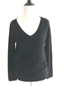 Garfield & Marks Options Cashmere Pullover Sweater Size M Black Vneck Stretch - Picture 1 of 11