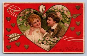 J93/ Valentine's Day Love Postcard c1910 Man Woman Arrow 255 - Picture 1 of 4