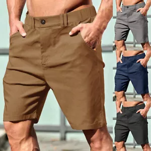 Mens Golf Shorts Stretch Chino Lightweight Dress Shorts Outdoor Work Half Pants+ - Picture 1 of 20