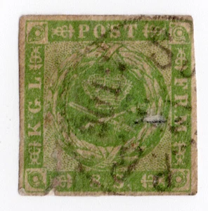 1854 - Danimarca - Stemma fondo punteggiato 8 s. usato - Picture 1 of 1