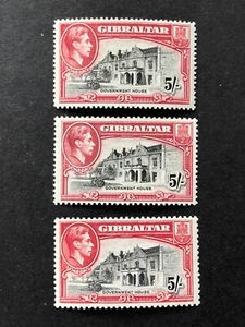 Gibraltar 1938-51 5/- ALL 3 Perf variants Mint Never Hinged VF Sg 129,129a,129b - Picture 1 of 1