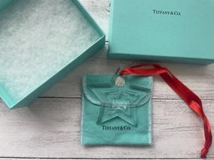 Tiffany & Co. Christmas Ornament Crystal Glass Star w/ Pouch & Box Mint RARE - Picture 1 of 16