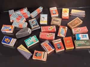 27 Miniaturen Puppenstube Kaufmannslade Schütte Papp schachteln Lebensmittel - Bild 1 von 4