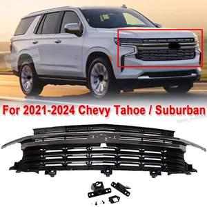 For Chevy Tahoe/Suburban 2021-2024 Front Bumper Upper Grille W/Chrome Trim Grill - Picture 1 of 9