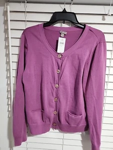 J.jill Womens Purple Cardigan Sweater SIZE LARGE NWT ORIGINALLY $89 - Picture 1 of 8