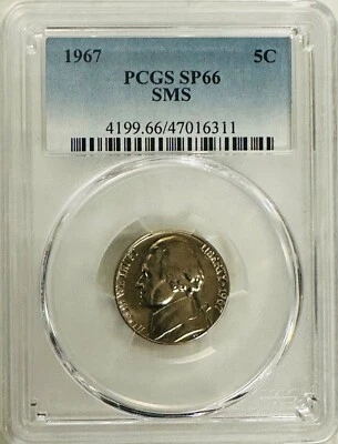 1967 Jefferson Nickel. PCGS SP66 SMS # NA 25 ( lowest price) - Image 1 of 2