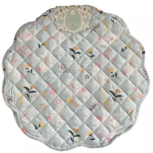 Bloom Home Easter Placemats Blue Floral Cotton Quilted Round Spring Set Of 4 - Picture 1 of 4