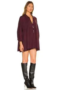 Free People Easy Kinda Love Oversized Knitted Romper Playsuit Burgundy Size XS - Picture 1 of 7