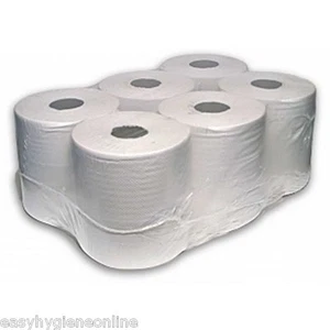 White Centrefeed Centre Feed Paper Rolls 2 Ply Case of 6 150m 150 meter long - Picture 1 of 1