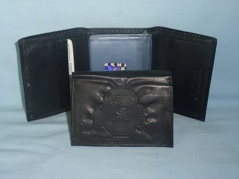 OHIO STATE BUCKEYES    Leather TriFold Wallet    NEW    black 3v Cover