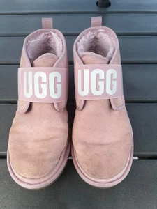 UGG Neumel Women Pink Suede Shearling Lined Ankle Boots Size 9 - Picture 1 of 9