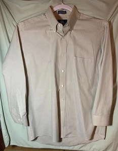 Stafford Wrinkle Free Broad Cloth Green Pinstripe Long Sleeved Shirt 16 (32-33) - Picture 1 of 12
