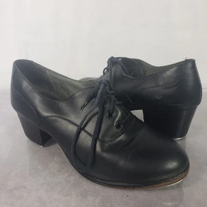 Capezio Gold Series CG07 Women’s Black Tele Tone Tap Shoes 7M Lace Up Leather - Picture 1 of 13