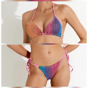 Cleonie Rainbow Crinkle Triangel Skimpy String Bikini Large Top, Small Bottom - Bild 1 von 8