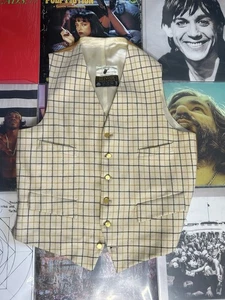 Vintage Sandon Saddlery, Belvoir Phillips & Piper Cream & Gold Check Waist Coat - Picture 1 of 6