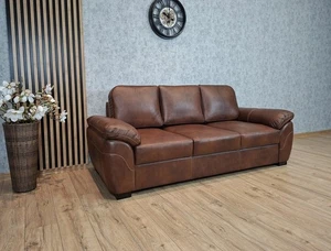 Echtleder Sofa OXFORD Leder Couch Rindsleder mit eleganten Ziernähten - Bild 1 von 16