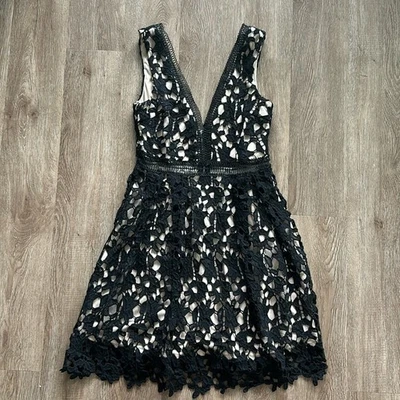 Aqua Crochet Lace V-Neck Midi Dress - Image 1 of 4