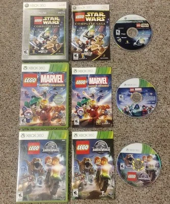 Juegos Lego Star Wars, Jurassic World y Marvel Super Heroes Xbox 360 con manuales Foto 1 de 4