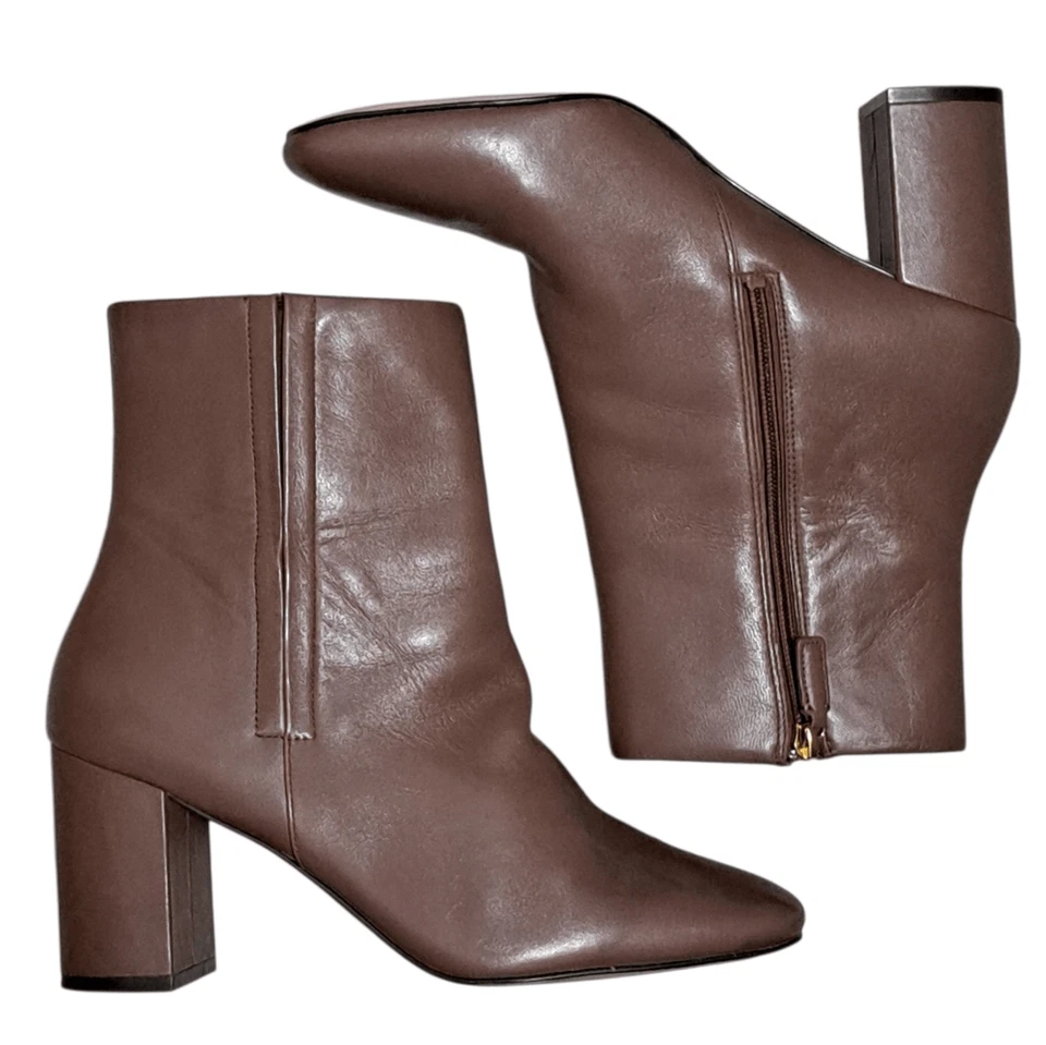 Cole Haan Grand 360 Cristy Square Boho Chunky Heel Bootie Sz 10 Chestnut Leather - Image 1 of 4
