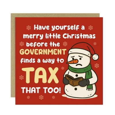 RED OCEAN Funny Christmas Card Humorous TAX Xmas Card For Friends and Family Novelty Joke