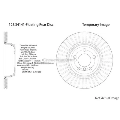 Disco de rotor de freno trasero centrado ActiveHybrid 3 GAP para BMW xDrive Gran Coupé Foto 1 de 2
