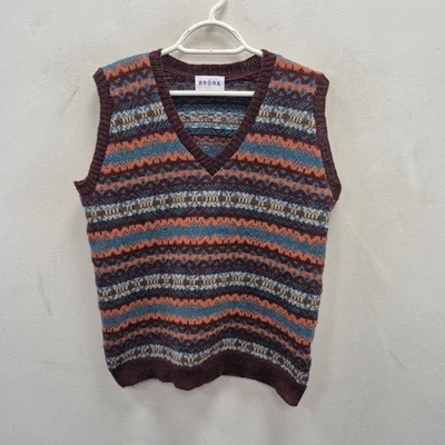 Brora Soft 100% Pure New Wool Fair Isle Nordic Sweater Vest Tank Top Size Uk 14 - Image 1 of 4