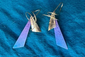 Harry Mason Ombre Spirale Einfädler Ohrringe mit Ear Cuff goldfarben lila blau - Bild 1 von 5