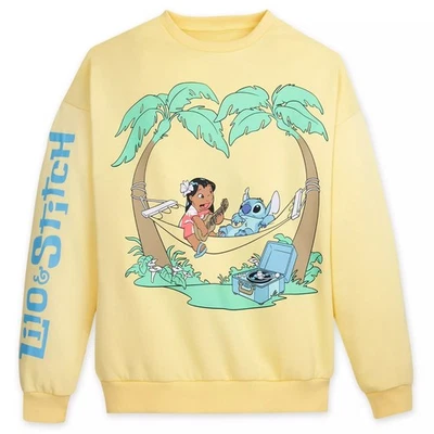 Disney Cakeworthy Lilo & Stitch Pullover Sweatshirt Women's Yellow Top Shirt NEW - Image 1 of 4