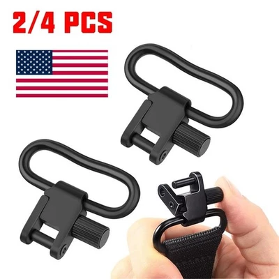 2/4PCS Rifle Gun Sling Swivels Quick Detach Heavy Duty Steel Swivel Set 1"/1.25" - Image 1 of 4