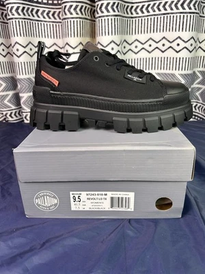 Auténtico Palladium Revolt LO TX para mujer talla 9,5 negro/negro nuevo en caja Foto 1 de 4