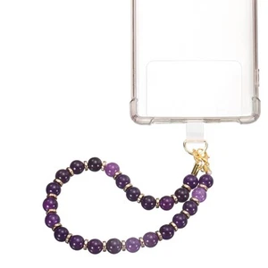 Marble Beaded Phone Wrist Strap, Cellphone Lanyard with Tether Tab, Clear Purple - Zdjęcie 1 z 6