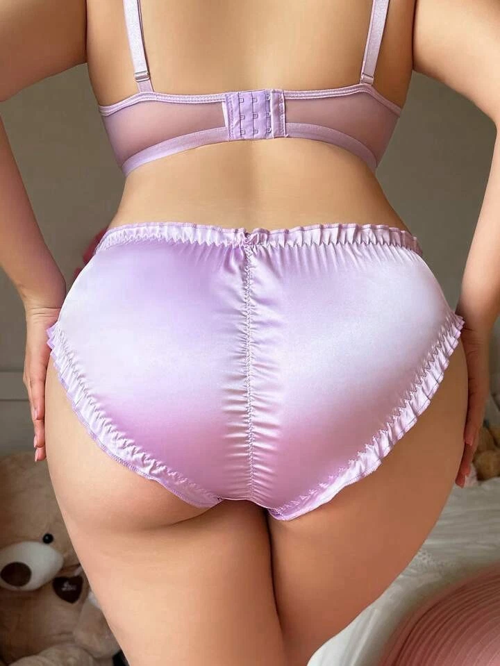 Vtg Style Pin Up 2nd Skin Satin Purple Full Brief Panties Sissy PLUS 4X 4XL NEW - Image 1 of 4