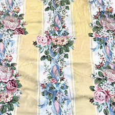 Vintage Croscill Home Princess Yellow Floral Stripe Valances 86” Wide 2pcs USA