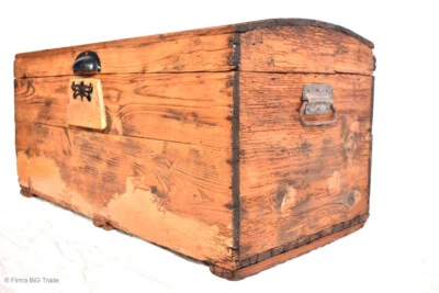 Museale Reisetruhe Offizier Truhe Droschkentruhe Oldtimerkofferraum Holztruhe  - Bild 1 von 4