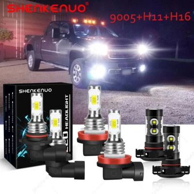 For GMC Sierra 1500 2500 2007-2013 6X LED Headlight Fog Light Bulbs Bright White - Image 1 of 4