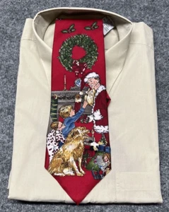 Vintage Impact Shirt With Tie Mens L Beige Pocket Santa Claus Button Up New - Picture 1 of 9